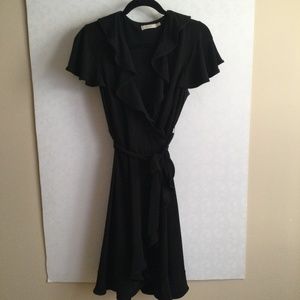 Feminine Ruffled Soft Wrap  Dress Medium